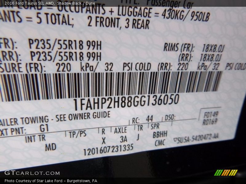 Shadow Black / Dune 2016 Ford Taurus SEL AWD