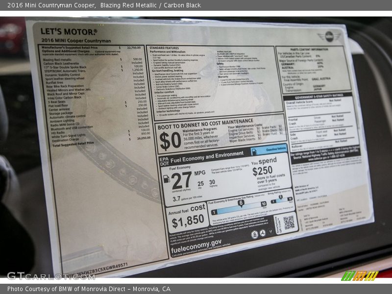 Blazing Red Metallic / Carbon Black 2016 Mini Countryman Cooper
