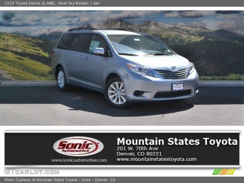 Silver Sky Metallic / Ash 2016 Toyota Sienna LE AWD