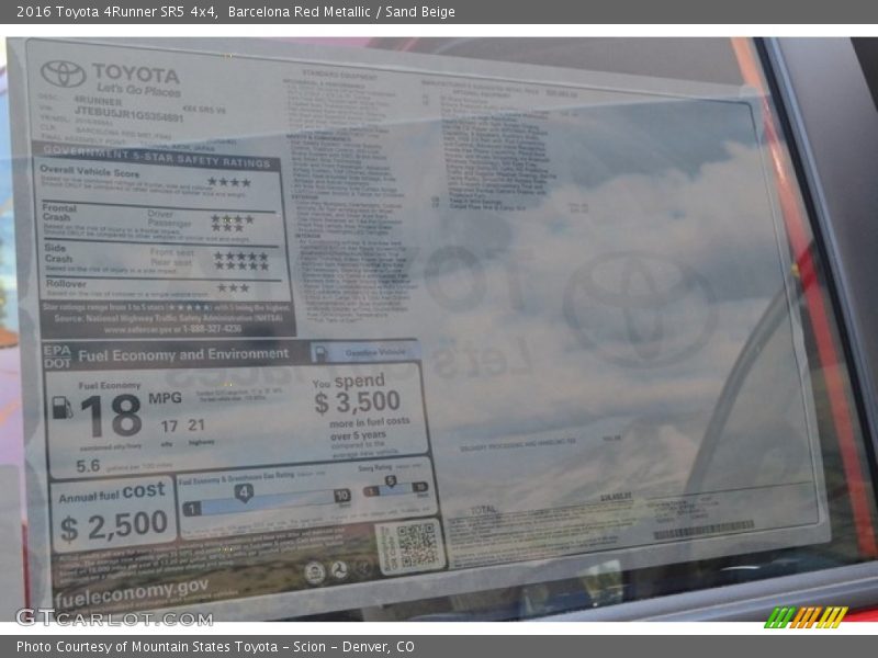 Barcelona Red Metallic / Sand Beige 2016 Toyota 4Runner SR5 4x4