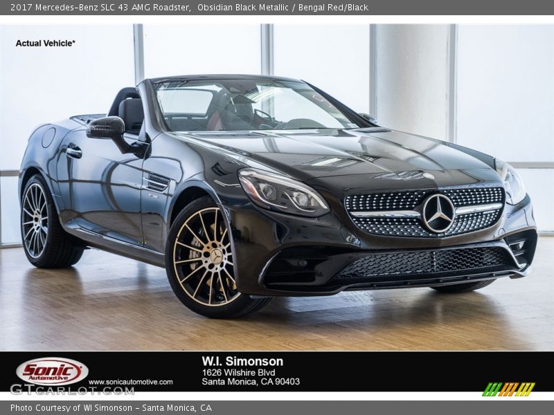 Obsidian Black Metallic / Bengal Red/Black 2017 Mercedes-Benz SLC 43 AMG Roadster