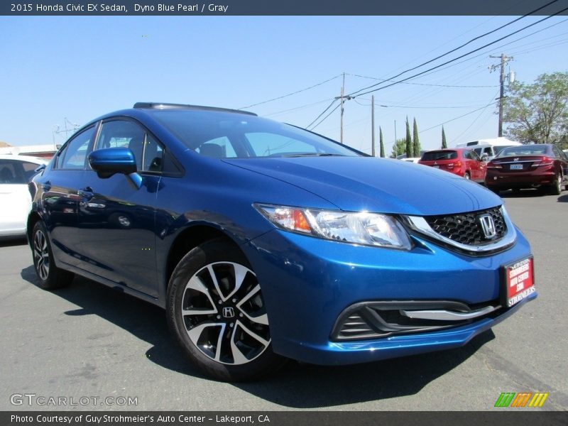Dyno Blue Pearl / Gray 2015 Honda Civic EX Sedan