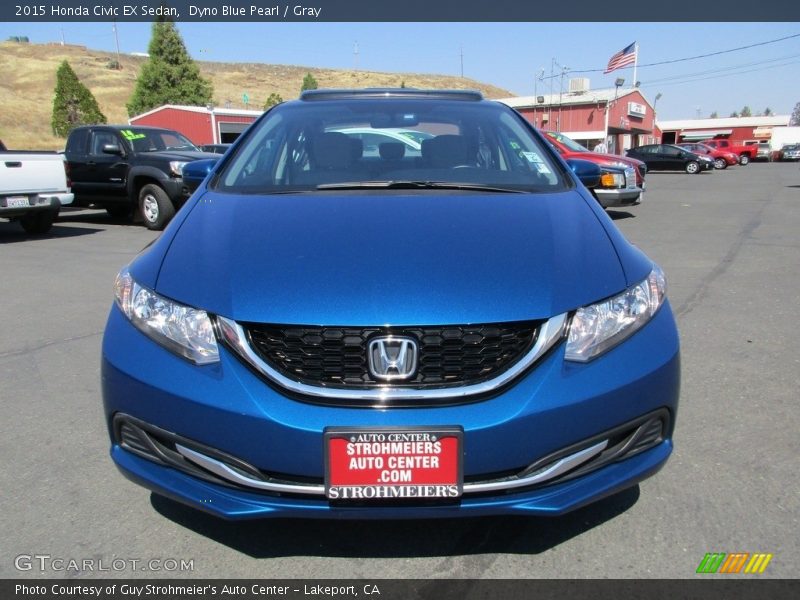 Dyno Blue Pearl / Gray 2015 Honda Civic EX Sedan