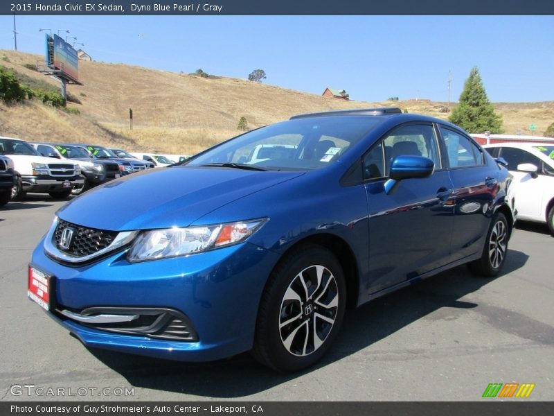Dyno Blue Pearl / Gray 2015 Honda Civic EX Sedan