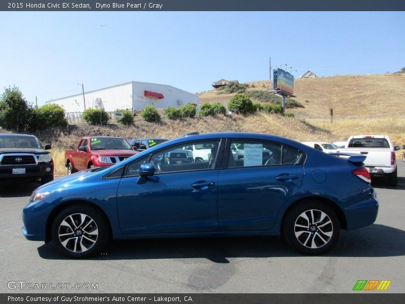Dyno Blue Pearl / Gray 2015 Honda Civic EX Sedan