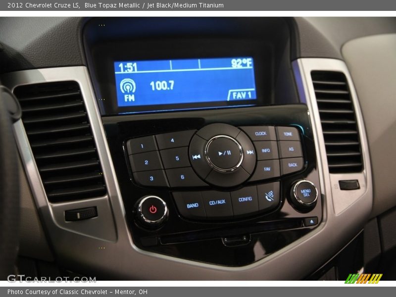 Blue Topaz Metallic / Jet Black/Medium Titanium 2012 Chevrolet Cruze LS