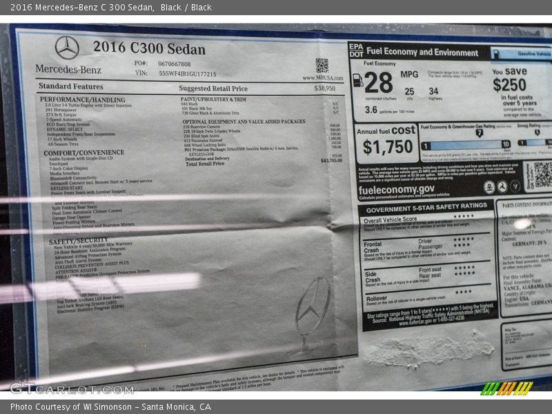 Black / Black 2016 Mercedes-Benz C 300 Sedan
