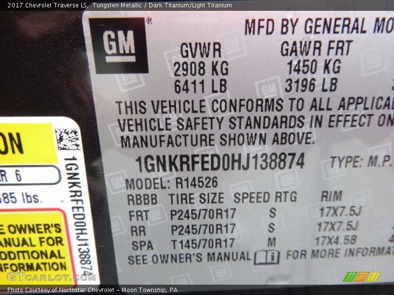 Tungsten Metallic / Dark Titanium/Light Titanium 2017 Chevrolet Traverse LS