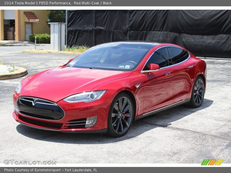 Red Multi-Coat / Black 2014 Tesla Model S P85D Performance