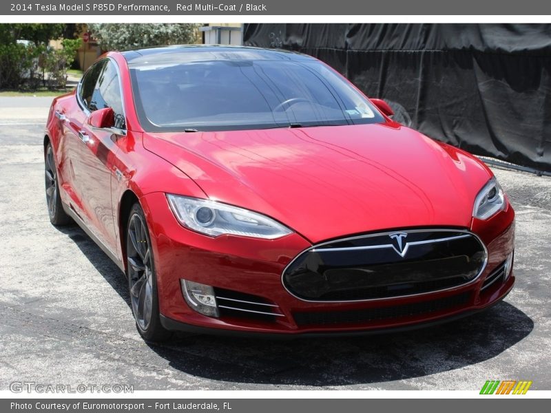 Red Multi-Coat / Black 2014 Tesla Model S P85D Performance