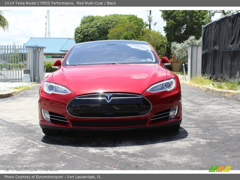 Red Multi-Coat / Black 2014 Tesla Model S P85D Performance