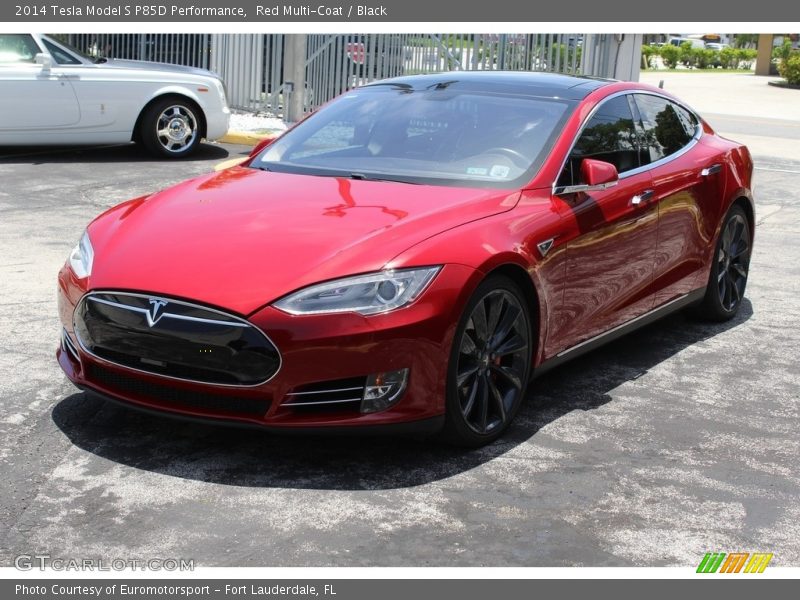 Red Multi-Coat / Black 2014 Tesla Model S P85D Performance