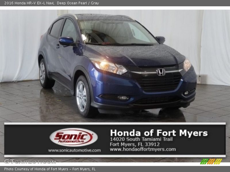 Deep Ocean Pearl / Gray 2016 Honda HR-V EX-L Navi