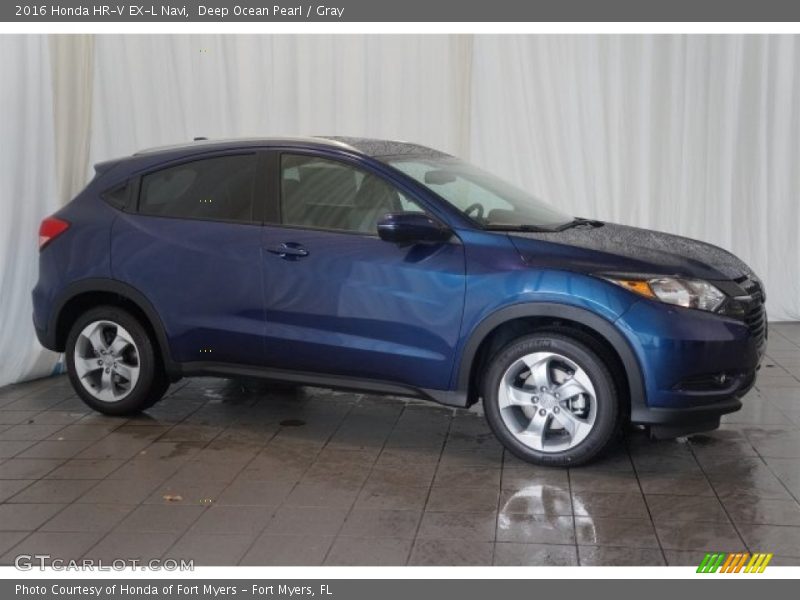 Deep Ocean Pearl / Gray 2016 Honda HR-V EX-L Navi