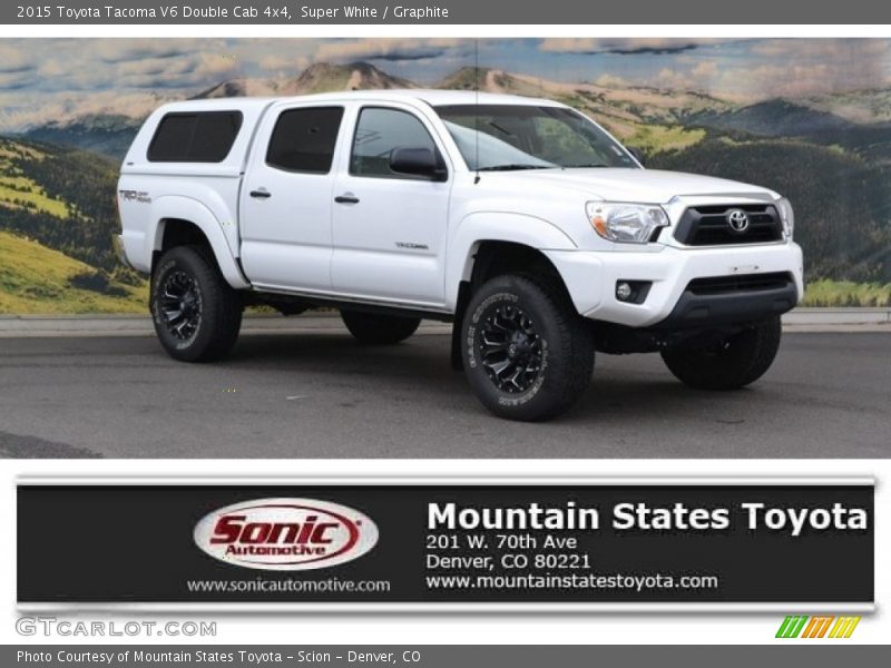Super White / Graphite 2015 Toyota Tacoma V6 Double Cab 4x4