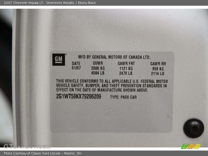 Silverstone Metallic / Ebony Black 2007 Chevrolet Impala LT