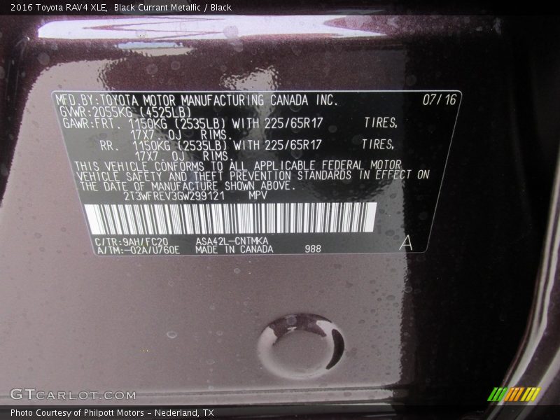 Black Currant Metallic / Black 2016 Toyota RAV4 XLE