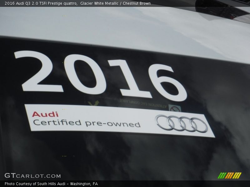 Glacier White Metallic / Chestnut Brown 2016 Audi Q3 2.0 TSFI Prestige quattro