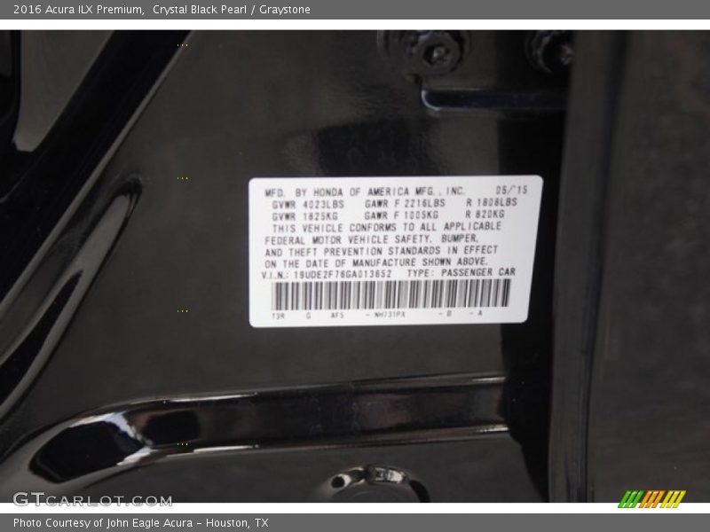 Crystal Black Pearl / Graystone 2016 Acura ILX Premium