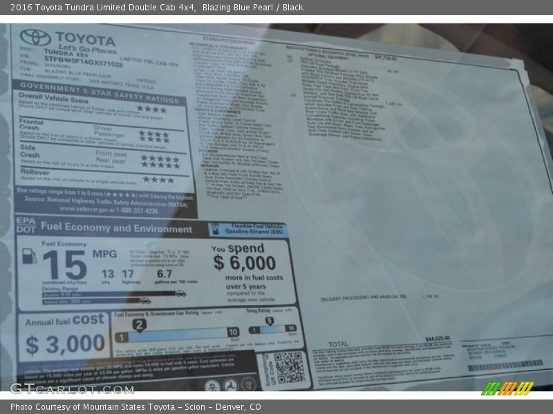 Blazing Blue Pearl / Black 2016 Toyota Tundra Limited Double Cab 4x4