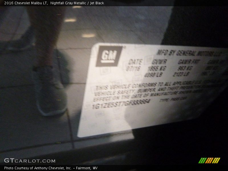 Nightfall Gray Metallic / Jet Black 2016 Chevrolet Malibu LT