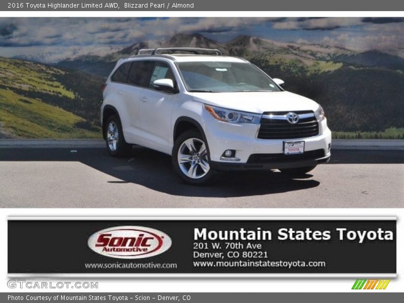 Blizzard Pearl / Almond 2016 Toyota Highlander Limited AWD