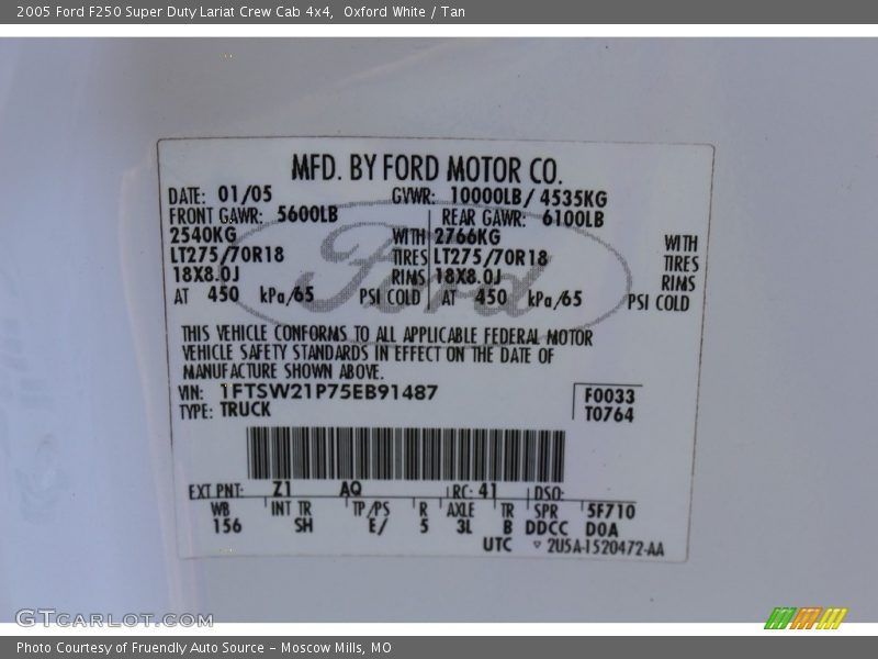 Oxford White / Tan 2005 Ford F250 Super Duty Lariat Crew Cab 4x4