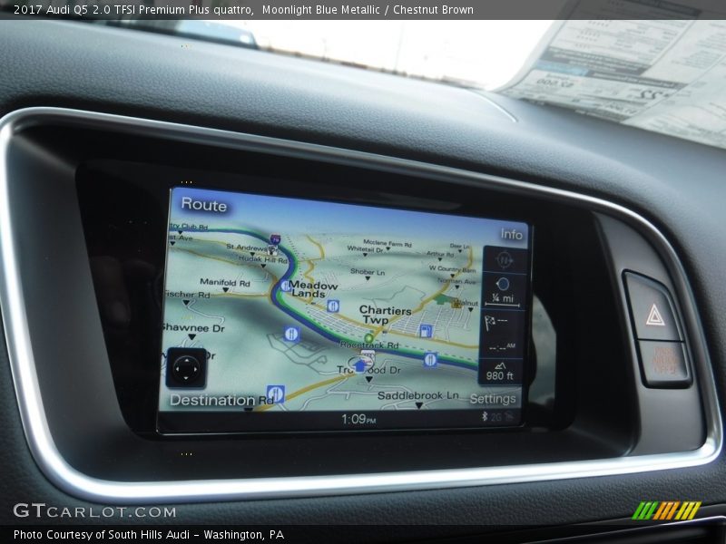 Moonlight Blue Metallic / Chestnut Brown 2017 Audi Q5 2.0 TFSI Premium Plus quattro