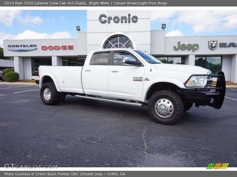 Bright White / Canyon Brown/Light Frost Beige 2014 Ram 3500 Laramie Crew Cab 4x4 Dually