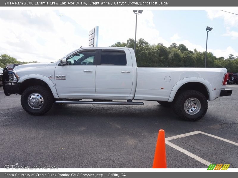 Bright White / Canyon Brown/Light Frost Beige 2014 Ram 3500 Laramie Crew Cab 4x4 Dually