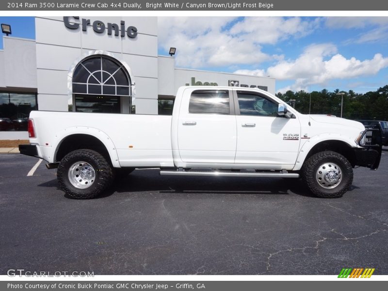 Bright White / Canyon Brown/Light Frost Beige 2014 Ram 3500 Laramie Crew Cab 4x4 Dually