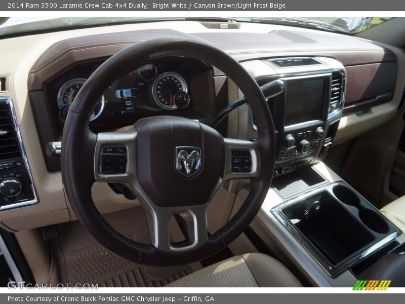 Bright White / Canyon Brown/Light Frost Beige 2014 Ram 3500 Laramie Crew Cab 4x4 Dually