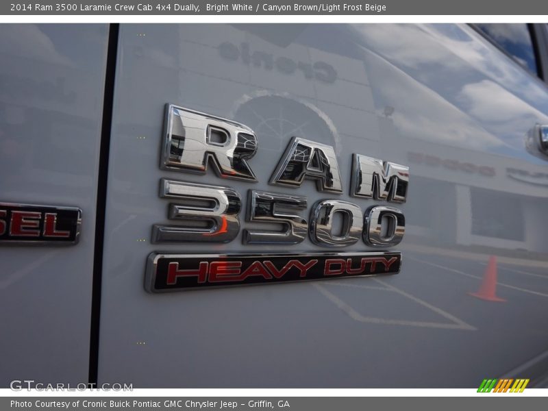 Bright White / Canyon Brown/Light Frost Beige 2014 Ram 3500 Laramie Crew Cab 4x4 Dually
