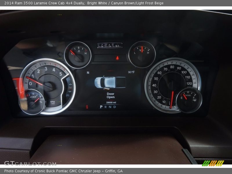 Bright White / Canyon Brown/Light Frost Beige 2014 Ram 3500 Laramie Crew Cab 4x4 Dually