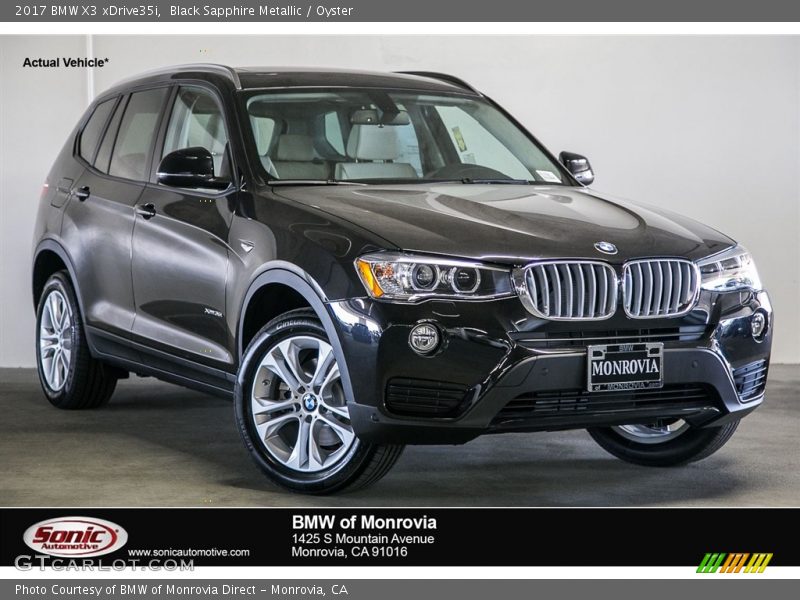 Black Sapphire Metallic / Oyster 2017 BMW X3 xDrive35i