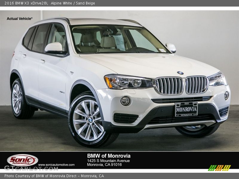 Alpine White / Sand Beige 2016 BMW X3 xDrive28i