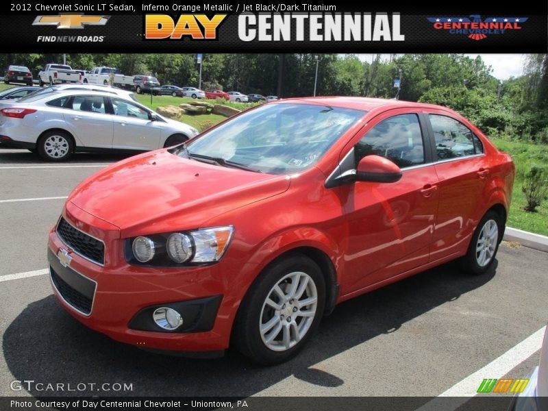 Inferno Orange Metallic / Jet Black/Dark Titanium 2012 Chevrolet Sonic LT Sedan