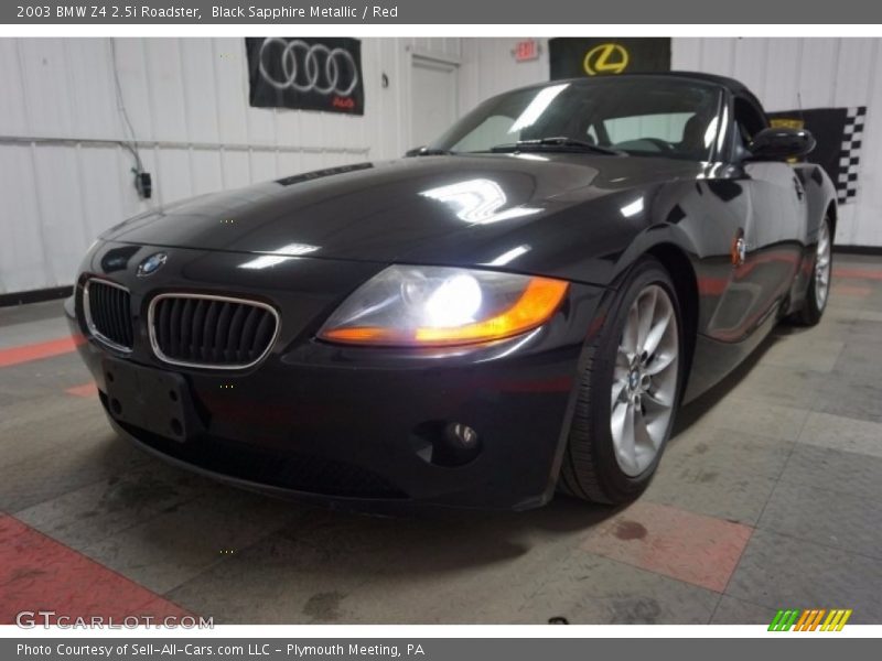 Black Sapphire Metallic / Red 2003 BMW Z4 2.5i Roadster