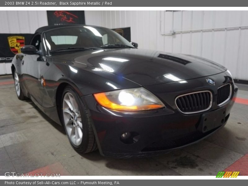 Black Sapphire Metallic / Red 2003 BMW Z4 2.5i Roadster