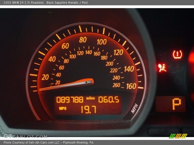 Black Sapphire Metallic / Red 2003 BMW Z4 2.5i Roadster