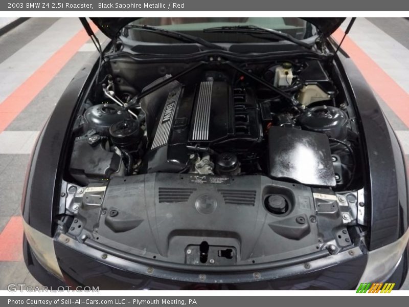 Black Sapphire Metallic / Red 2003 BMW Z4 2.5i Roadster