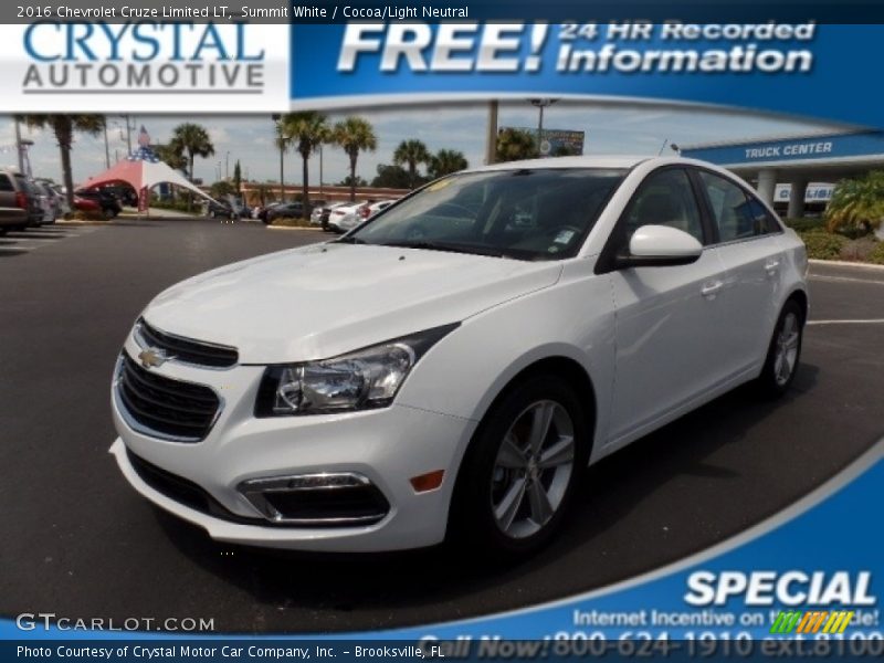 Summit White / Cocoa/Light Neutral 2016 Chevrolet Cruze Limited LT