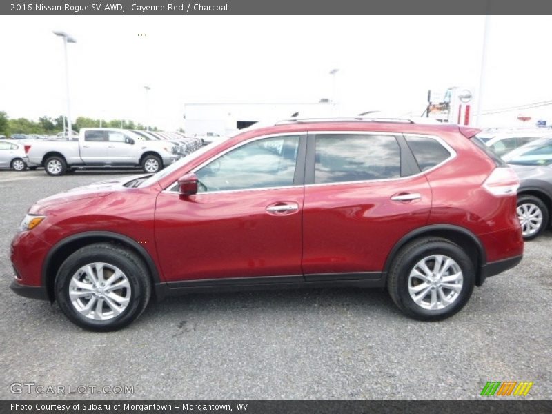 Cayenne Red / Charcoal 2016 Nissan Rogue SV AWD