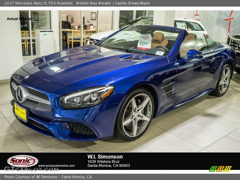 Brilliant Blue Metallic / Saddle Brown/Black 2017 Mercedes-Benz SL 550 Roadster