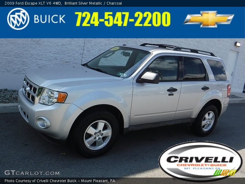 Brilliant Silver Metallic / Charcoal 2009 Ford Escape XLT V6 4WD