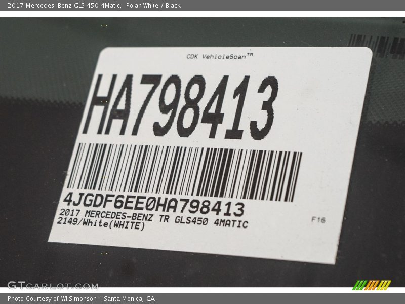 Polar White / Black 2017 Mercedes-Benz GLS 450 4Matic