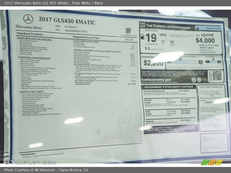 Polar White / Black 2017 Mercedes-Benz GLS 450 4Matic