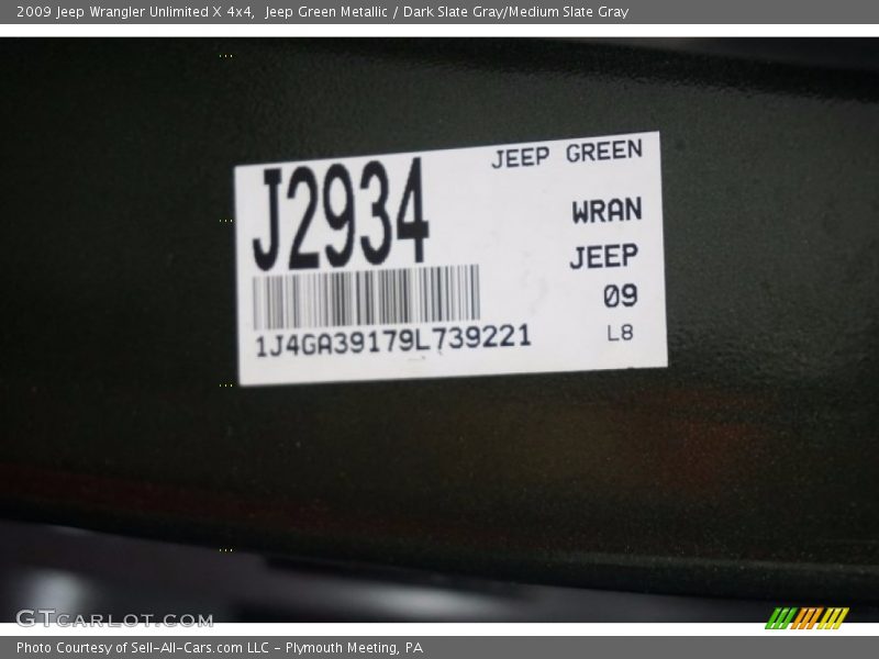 Jeep Green Metallic / Dark Slate Gray/Medium Slate Gray 2009 Jeep Wrangler Unlimited X 4x4