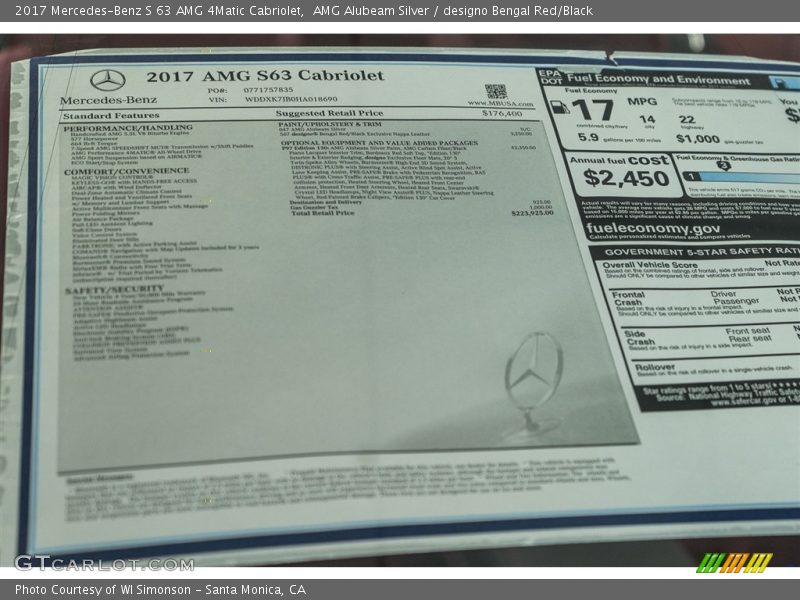 AMG Alubeam Silver / designo Bengal Red/Black 2017 Mercedes-Benz S 63 AMG 4Matic Cabriolet