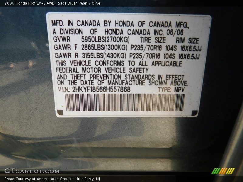 Sage Brush Pearl / Olive 2006 Honda Pilot EX-L 4WD